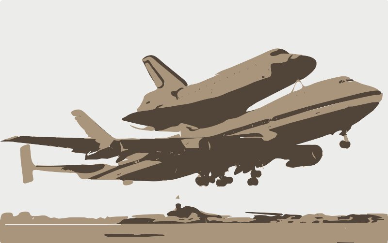 Stencil of Space Shuttle Aback 747