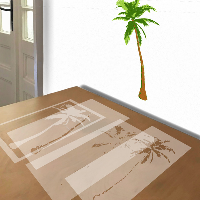 Palm Tree stencil in 4 layers, simulated painting