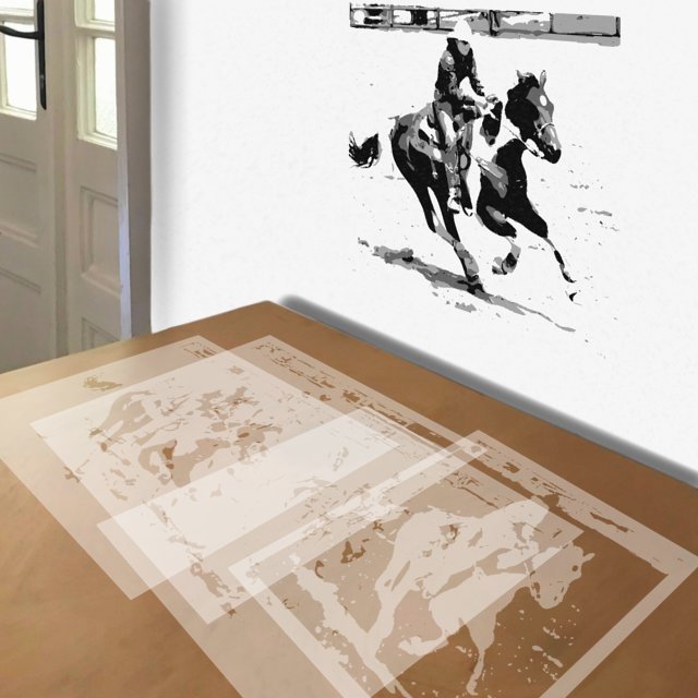 Rodeo Rider stencil in 4 layers, simulated painting