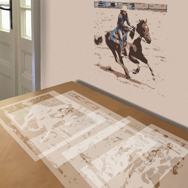 Rodeo Rider stencil in 5 layers, simulated painting