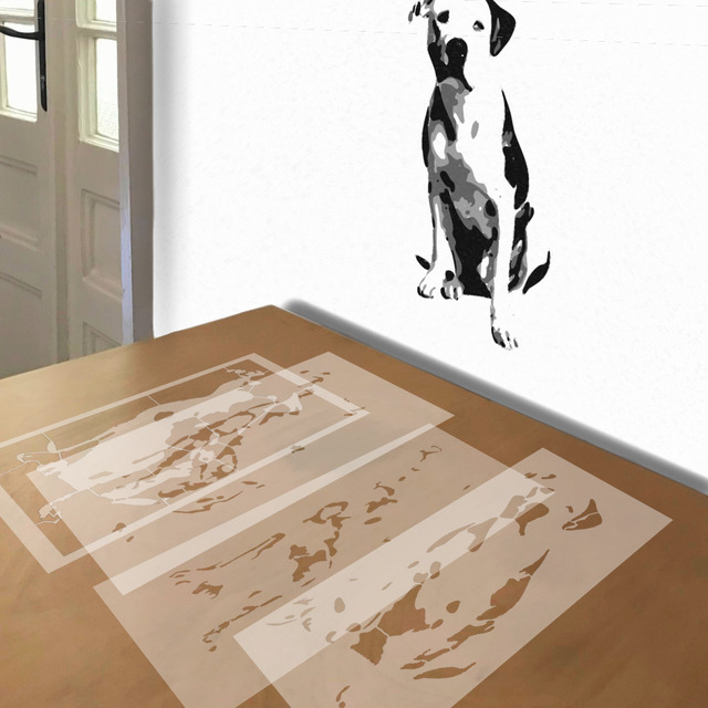 Pit Bull stencil in 4 layers, simulated painting