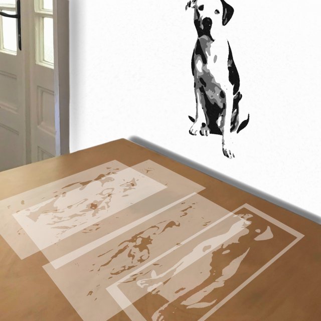 Pit Bull stencil in 4 layers, simulated painting