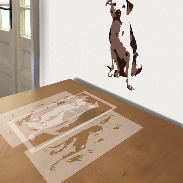 Pit Bull stencil in 3 layers, simulated painting