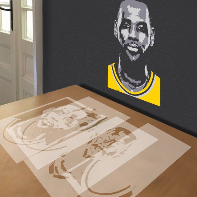 LeBron James for the Lakers stencil in 3 layers.