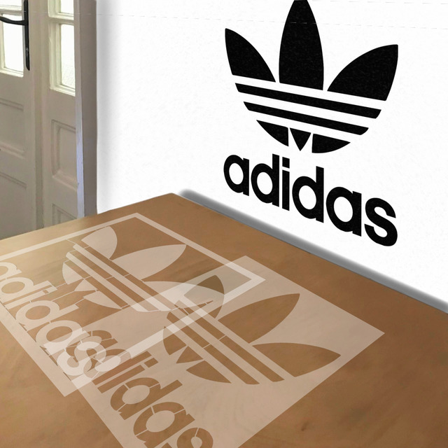 Adidas Torch Logo stencil in 2 layers, simulated painting
