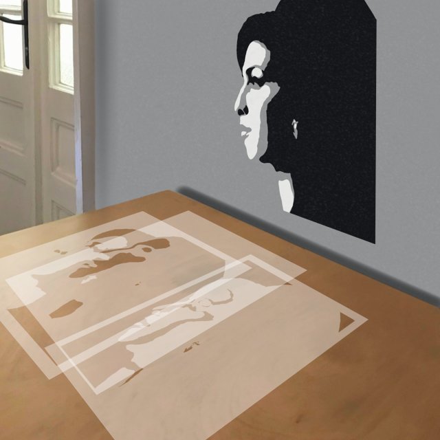 Amy Winehouse stencil in 3 layers, simulated painting