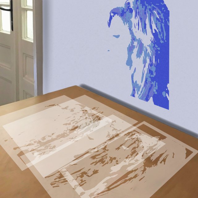 Amy Winehouse stencil in 4 layers, simulated painting