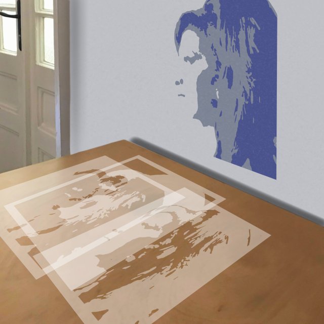 Amy Winehouse stencil in 3 layers, simulated painting
