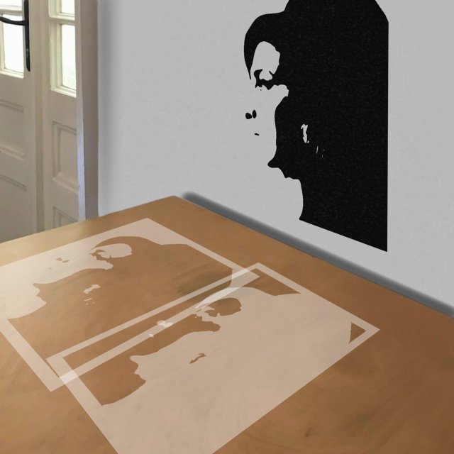 Amy Winehouse stencil in 2 layers, simulated painting