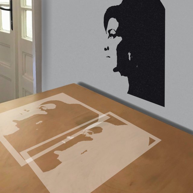 Amy Winehouse stencil in 2 layers, simulated painting