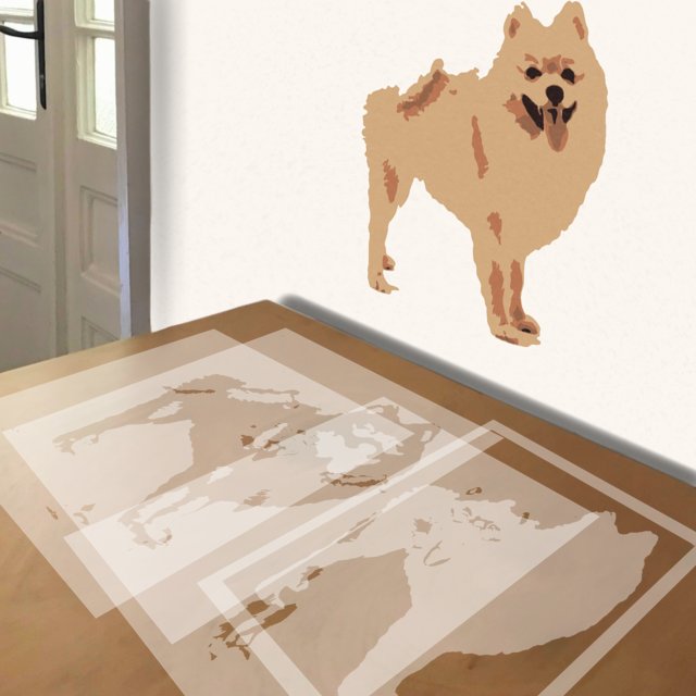 Pomeranian stencil in 5 layers, simulated painting