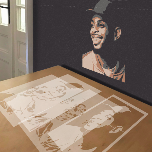 Bryson Tiller stencil in 4 layers, simulated painting