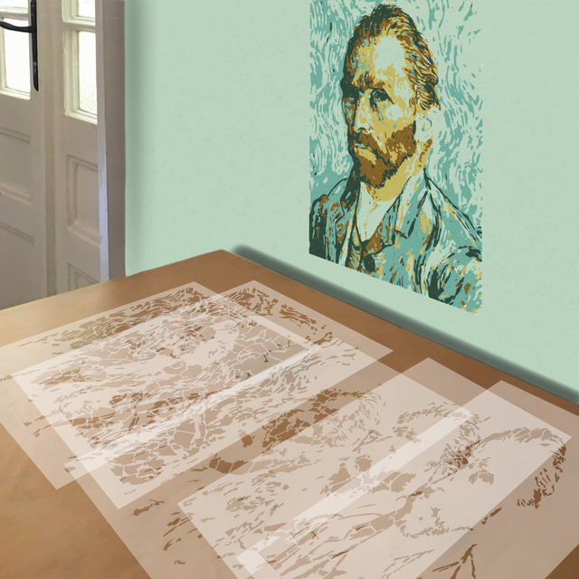 Vincent van Gogh stencil in 5 layers, simulated painting