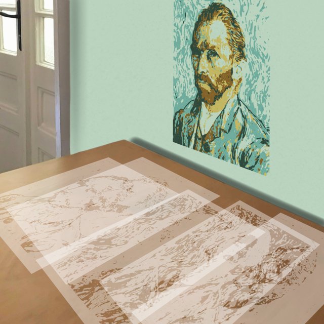 Vincent van Gogh stencil in 5 layers, simulated painting