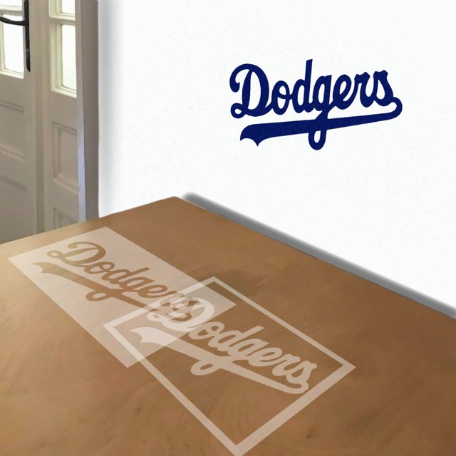 Dodgers stencil in 2 layers, simulated painting