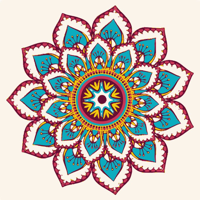 Stencil of Mandala in Blue and Red