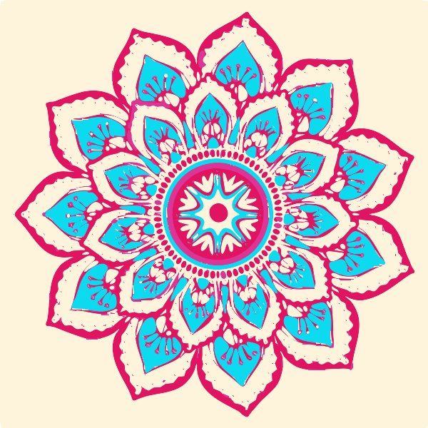 Stencil of Mandala in Blue and Red