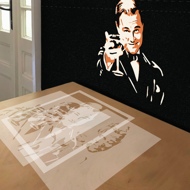Great Gatsby Reaction Meme stencil in 3 layers, simulated painting