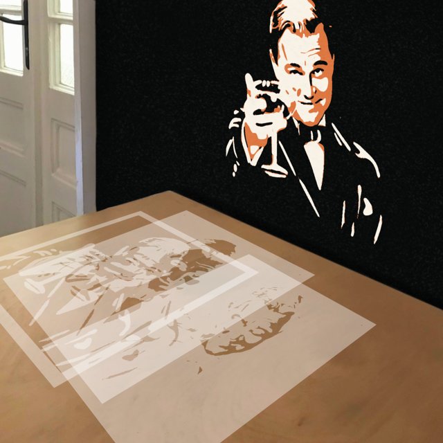 Great Gatsby Reaction Meme stencil in 3 layers, simulated painting