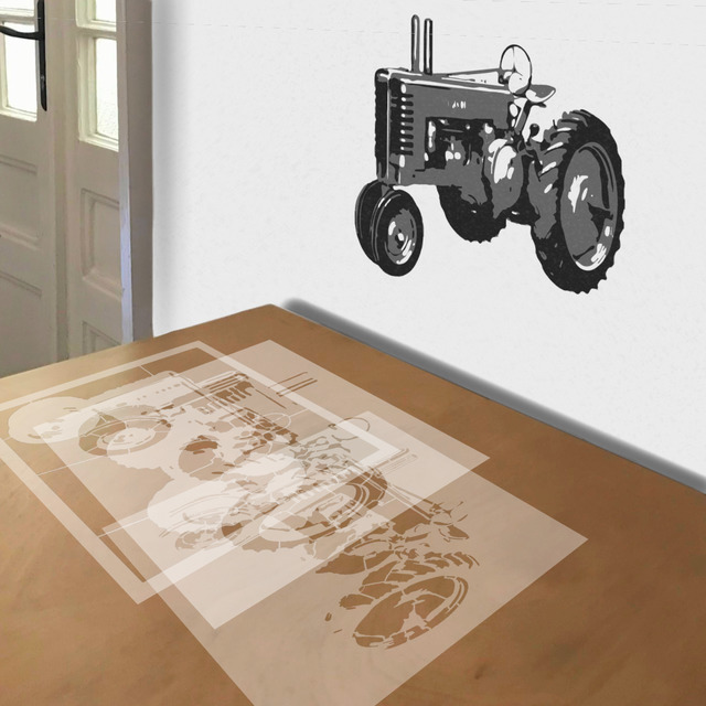 John Deere Model A stencil in 3 layers, simulated painting