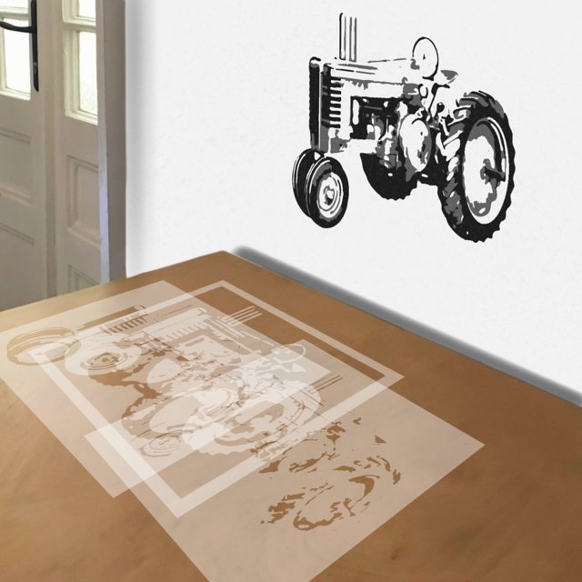 John Deere Model A stencil in 3 layers, simulated painting