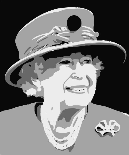 Stencil of Queen Elizabeth in Big Hat