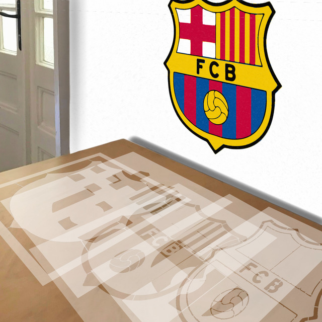 FC Barcelona stencil in 5 layers, simulated painting