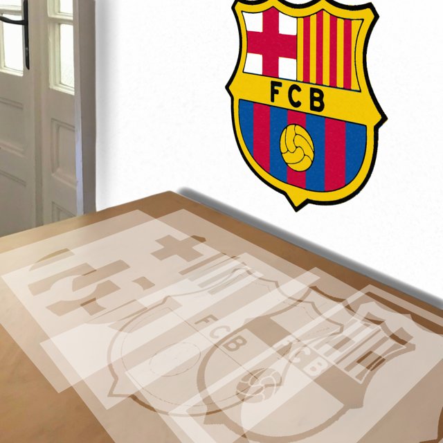 FC Barcelona stencil in 5 layers, simulated painting