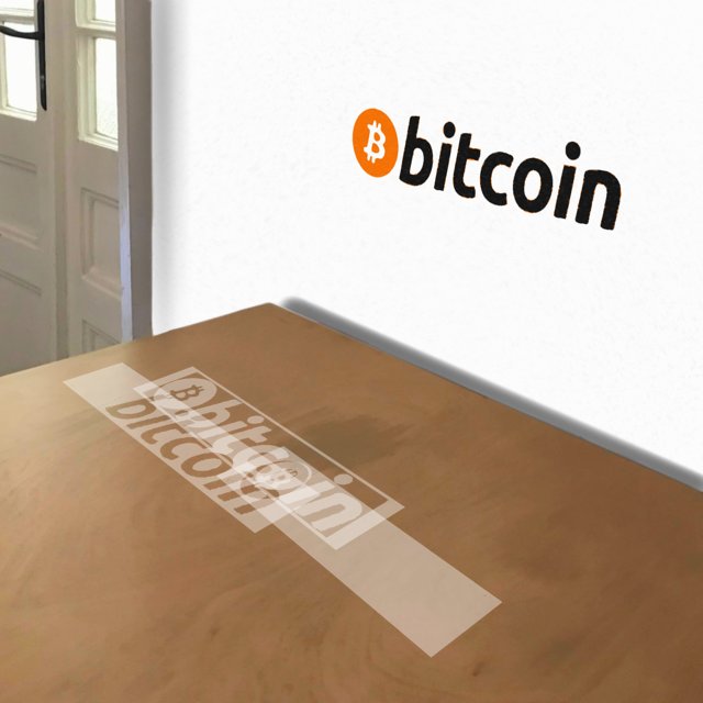 Bitcoin stencil in 3 layers, simulated painting