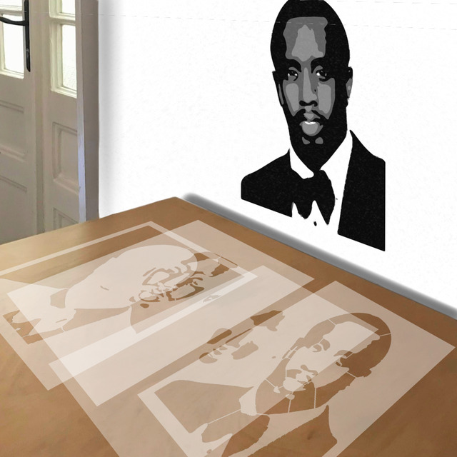 P. Diddy stencil in 4 layers, simulated painting