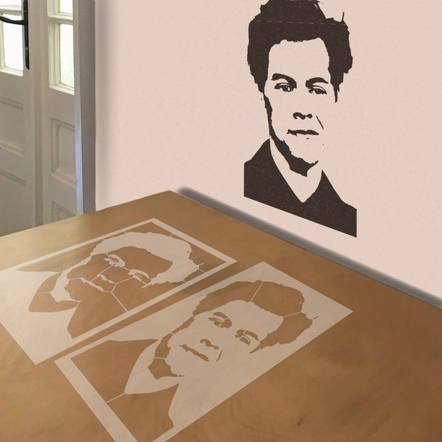 Harry Styles stencil in 2 layers, simulated painting
