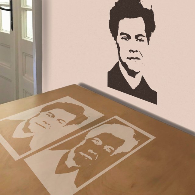 Harry Styles stencil in 2 layers, simulated painting