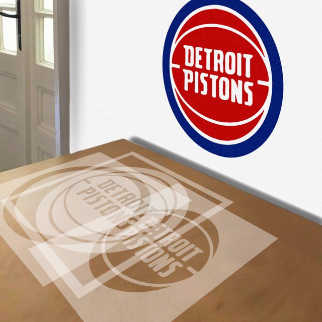 Detroit Pistons stencil in 3 layers, simulated painting