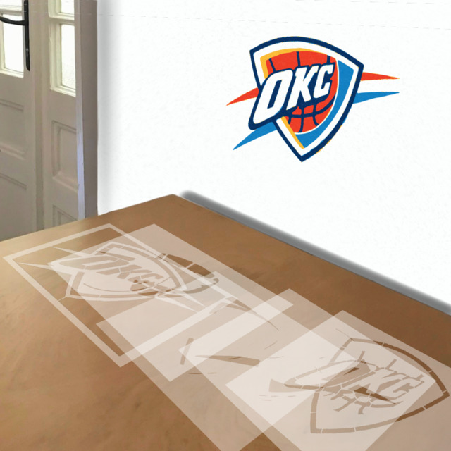 Oklahoma City Thunder stencil in 5 layers, simulated painting