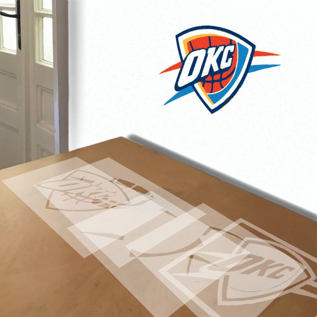 Oklahoma City Thunder stencil in 5 layers, simulated painting