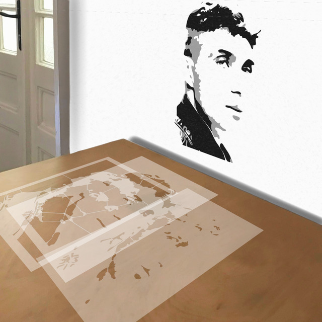 Cillian Murphy stencil in 3 layers, simulated painting