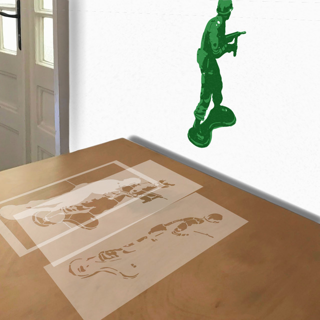 Toy Soldier stencil in 3 layers, simulated painting