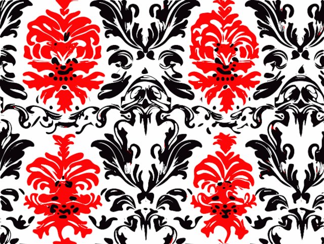 Stencil of Victorian Wallpaper in Red and Black