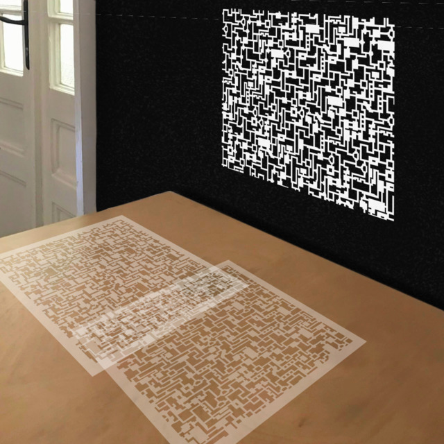 Simulated painting of stencil of Herringbone Wang Tiles