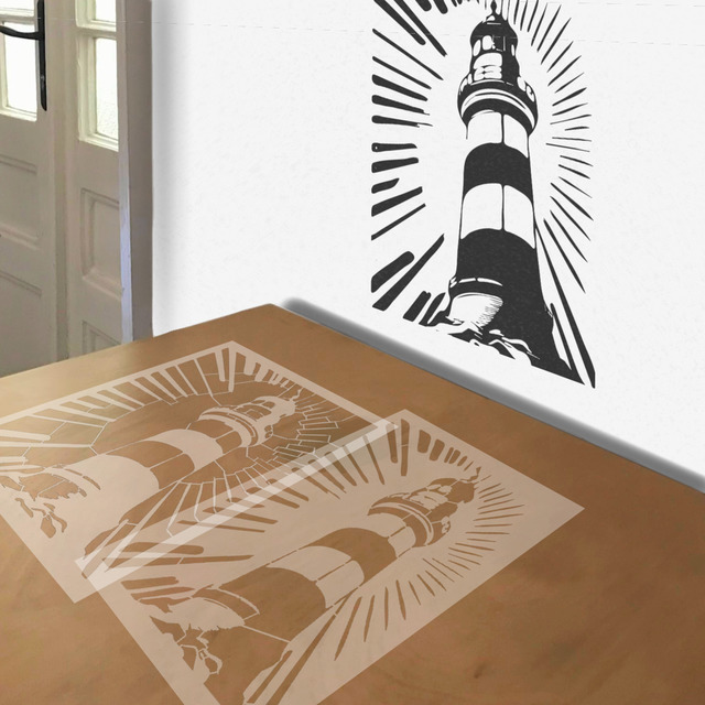 Lighthouse stencil in 2 layers, simulated painting