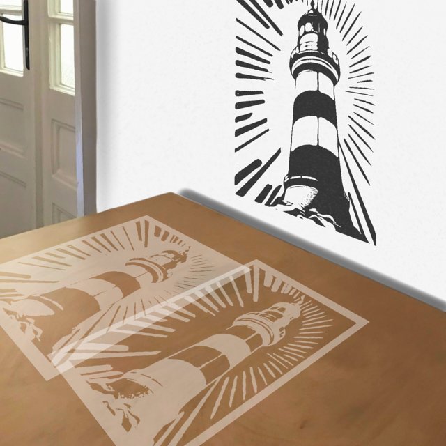 Lighthouse stencil in 2 layers, simulated painting