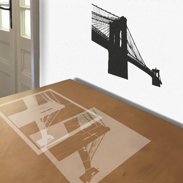 Brooklyn Bridge stencil in 2 layers, simulated painting