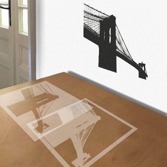 Brooklyn Bridge stencil in 2 layers, simulated painting