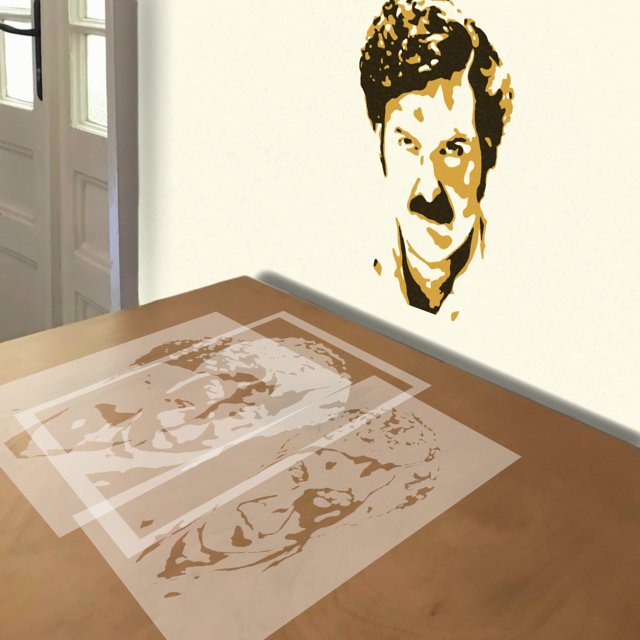 Pablo Escobar stencil in 3 layers, simulated painting