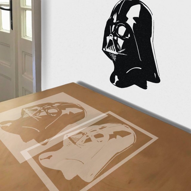 Darth Vader stencil in 2 layers, simulated painting