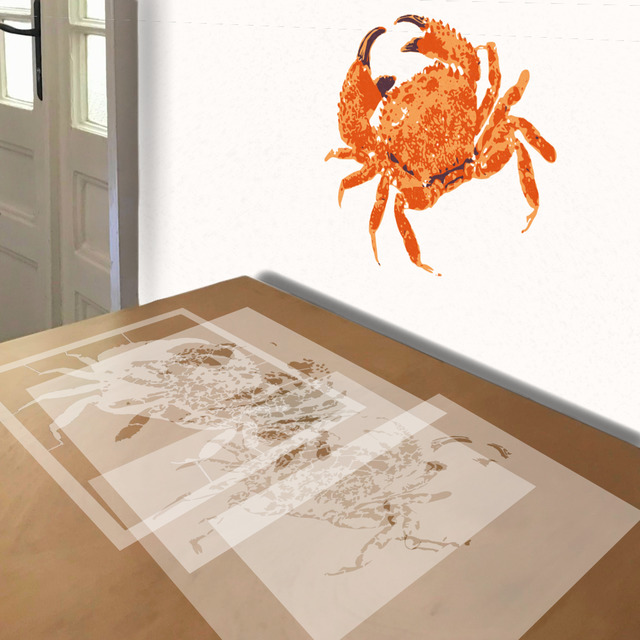 Simulated painting of stencil of Dungeness Crab