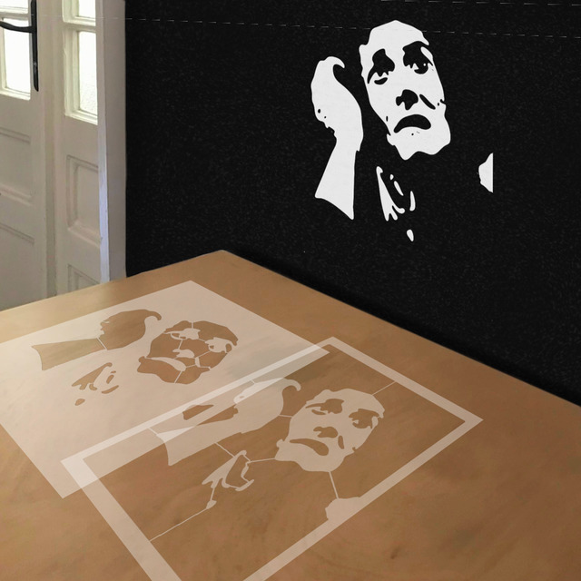 Mime stencil in 2 layers, simulated painting
