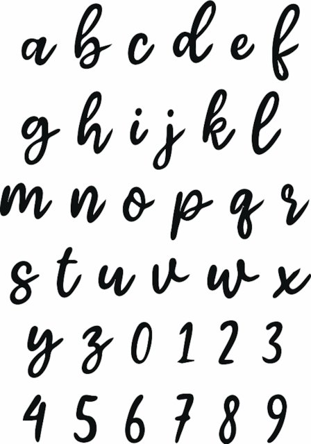 Stencil of Whimsical Cursive Letters