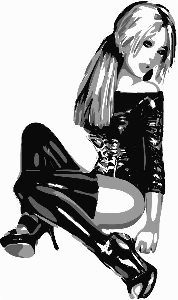 Stencil of Seated Woman in Boots