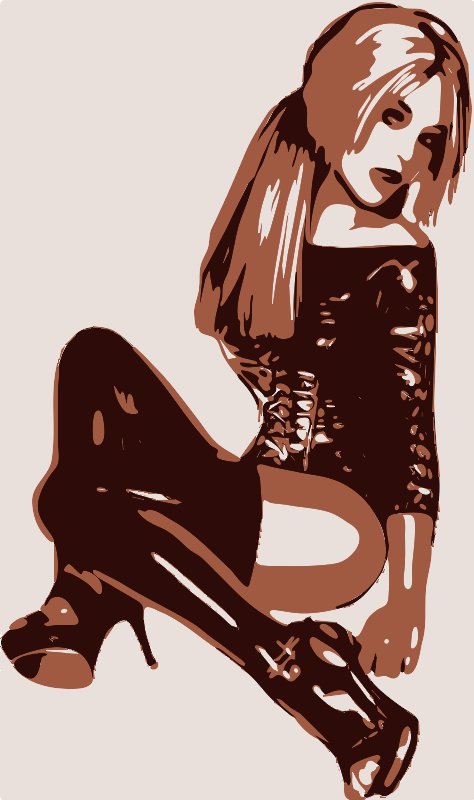 Stencil of Seated Woman in Boots